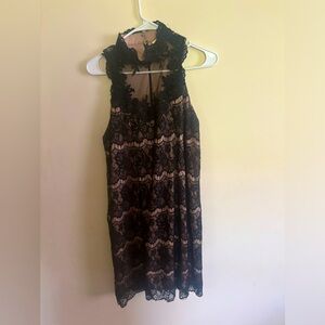 Nikibiki lavender black lace dress, size Medium. Missing one hook & eye closure.